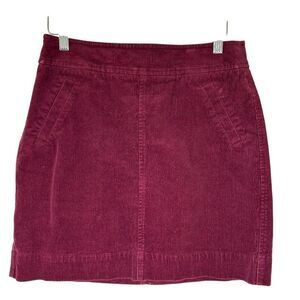 Loft burgundy corduroy mini skirt size 2